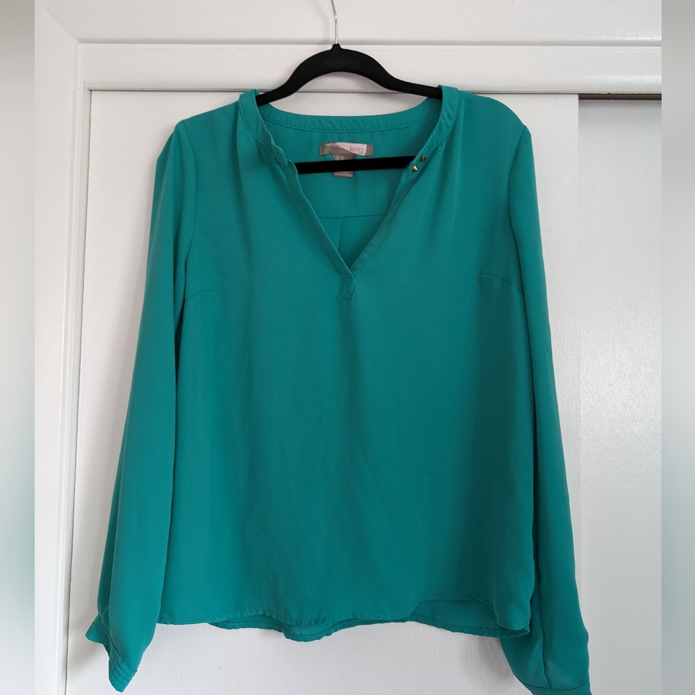 Teal Shirt with Gold Spike Buttons